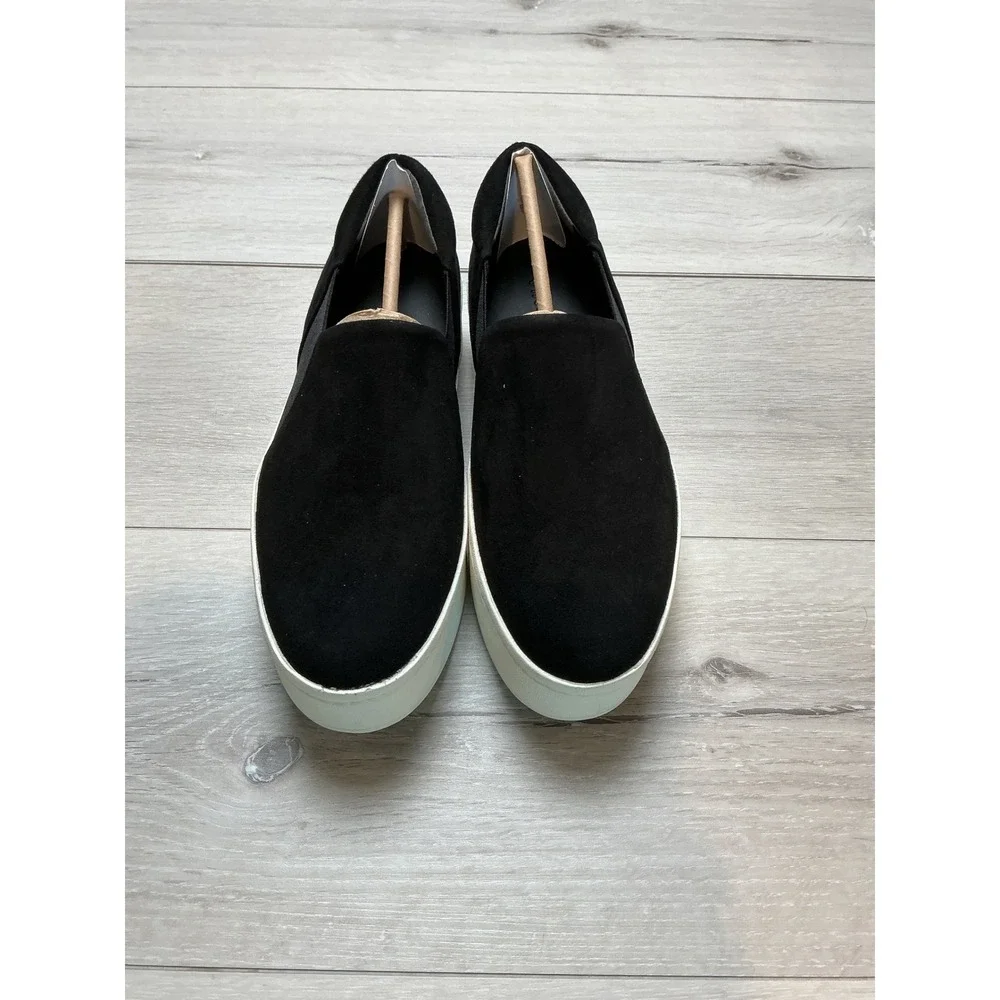 Vince Warren Black Suede Platform Slip On‎ Sneakers 7.5 New With Tags/Box